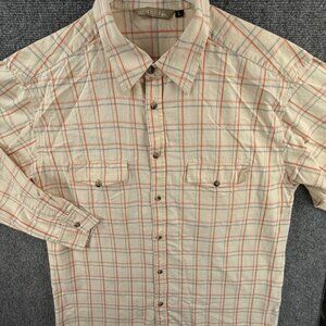 Quiksilver Quicksilver Long Sleeve Button Up Shirt Surfer Surf Large Peach Check